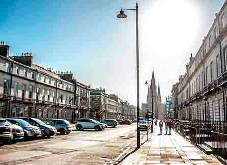 <p>Sun shining on the street</p>