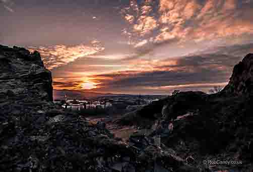 <p>Sunset from the crags</p>